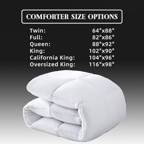 Oversized King Comforter Duvet Insert - White, Lightweight All-Season