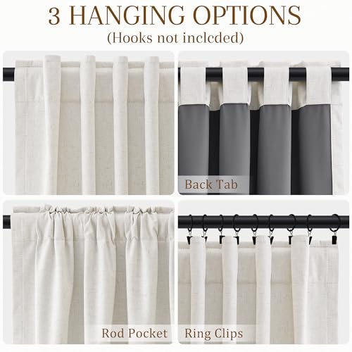 Nanspring Extra Long 100% Blackout Linen Curtains 108 Inch Length