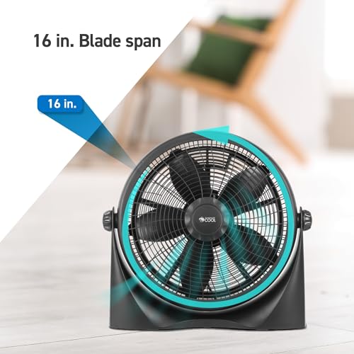 Commercial Cool 16-Inch High Velocity Floor Fan - Black, Model CFF16B