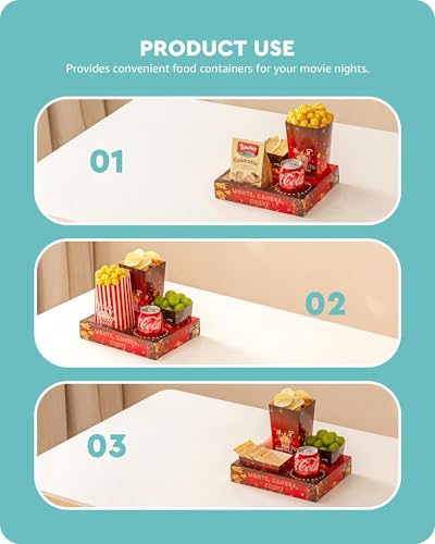 Baffect Movie Night Snack Trays 100pcs Classic Party Supplies for Family Fun