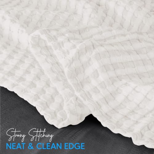 Big White 120x120 Inch Cotton Waffle Blanket for Bed & Lounge