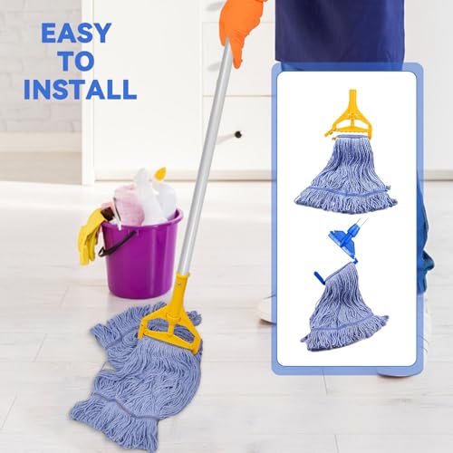 Blue 6 Pack Heavy Duty Commercial Mop Heads Replacement for Floor Cleaning