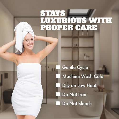 White Bath Towels 24x50 Inch - 6 Pack Extra Absorbent Cotton Set with Variation White / Bath Towels 6-Pack, 24x50 Inches