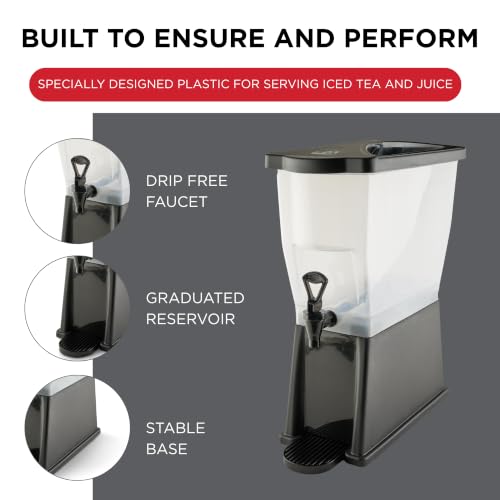 3 Gallon Slim Plastic Beverage Dispenser with Drip-Free Faucet