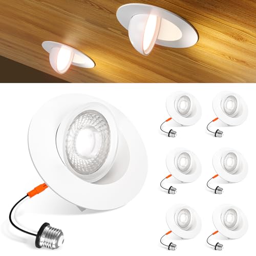 Amico 4 Inch Gimbal Retrofit Can Lights, Adjustable 5CCT, 6 Pack