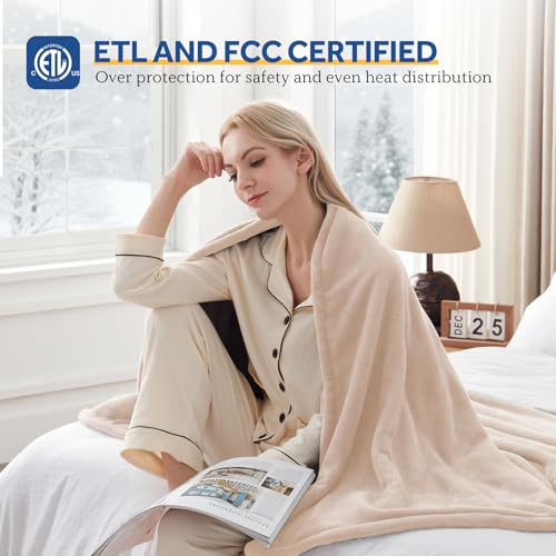 Sealy Electric Blanket Queen 84x90 Dual Control Flannel Beige