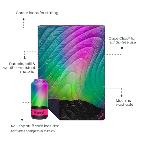 Rumpl Original Puffy Blanket for Outdoors - Northern Lights Variation
