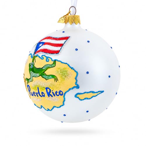 Travel to Puerto Rico Glass Ball Christmas Ornament 4 Inches