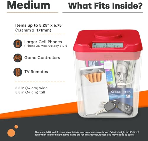 Medium Kitchen Safe Time Locking Container with White Lid & Clear Base