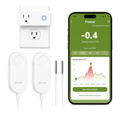 WiFi Refrigerator Thermometer with 2 Sensors, Freezer Alarm & Power Outage Alerts — H3 Hub Variant