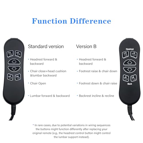 Standard Version 6 Button 7 Pin Lift Chair Remote Control Replacement for Power Recliner