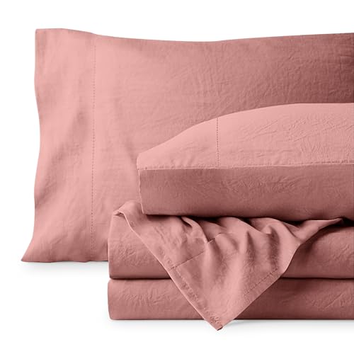 Bare Home Washed Microfiber Sheet Set Queen Dusty Rose - Ultra Soft Bedding