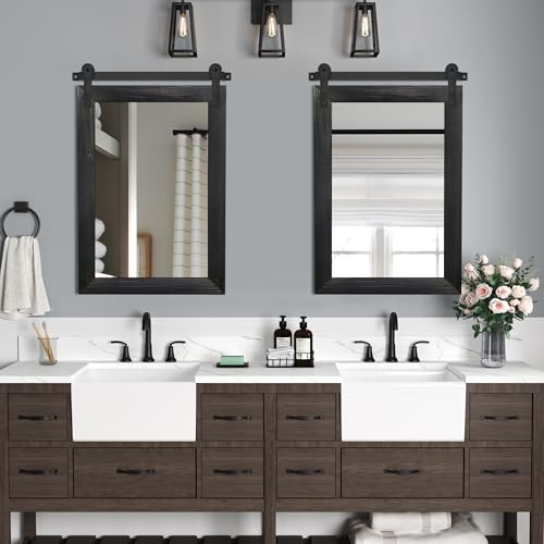 COGOOD Farmhouse Wall Mirror 30 x 22 Black Over Sink Rustic Industrial