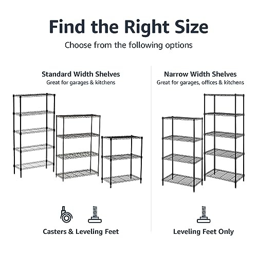 5-Shelf Steel Garage Storage Rack - Adjustable Black Warehouse Shelving Unit