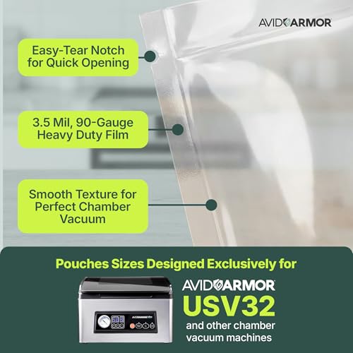 Avid Armor 300 Count Chamber Vacuum Sealer Bags - Assorted Sizes, BPA-Free & Reusable Food Storage for Sous Vide & Freezer