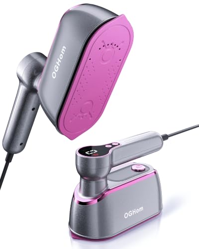 OGHom Rose Pink Travel Garment Steamer 1200W with LCD, 4 Steam Levels & Dry Iron Mode