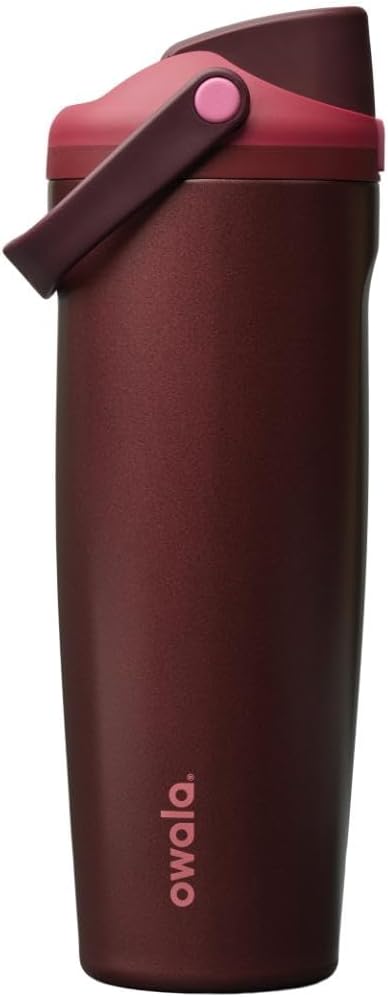 Owala FreeSip Sway Insulated Stainless Steel Water Bottle - 30oz, Two-Way Spout & Built-In Straw, Black Cherry