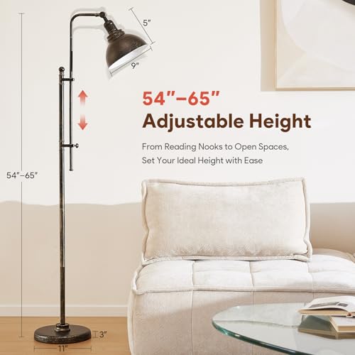 Industrial Floor Lamp 65 Inch Aged Bronze Adjustable Standing Lamp for Living Room