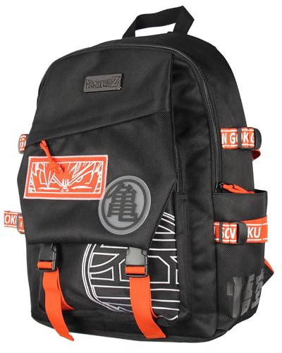 Dragon Ball Z Travel Backpack with Kanji Symbols - Padded Tech Pocket & Multiple Storage