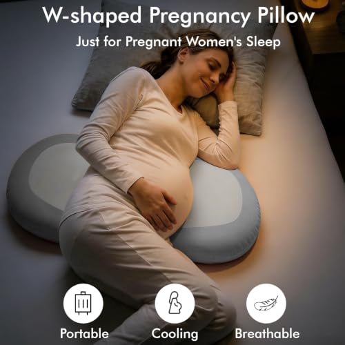 YGJT Grey Pregnancy Wedge Pillow for Sleeping, Memory Foam & Cooling Cover