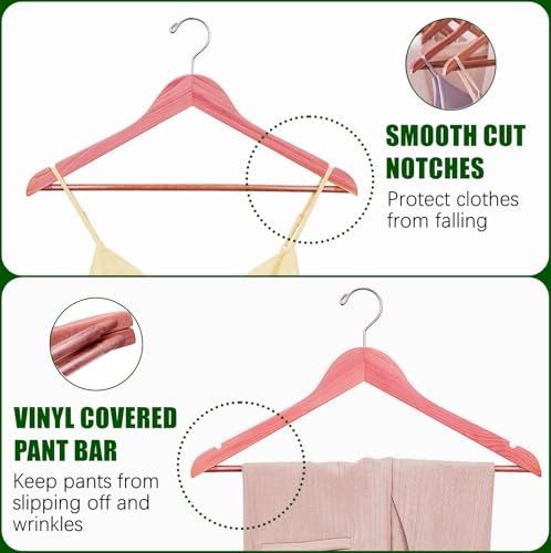 30 Pack Natural Red Cedar Wooden Suit Coat Hangers - Slim Space-Saving Design