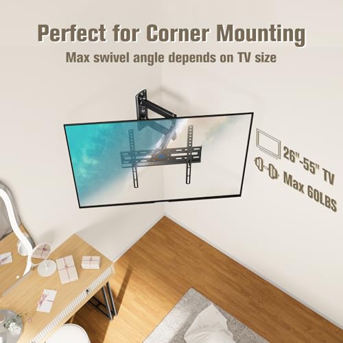 TV Wall Mount Swivel Tilt for 26-55 Inch TVs up to 60 lbs - Adjustable