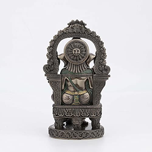 Lord Ganesha Sitting on Throne Statue - Hindu Elephant God Decor 10.25 Inch