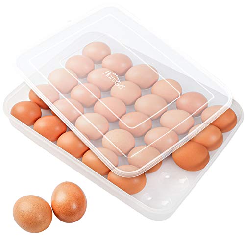 HANSGO Deviled Egg Containers with Lid, Portable Devil Egg Holder for 30 Eggs Clear Deviled Egg Carrier Tray for Home Party Kitchen Fridge Organizer
