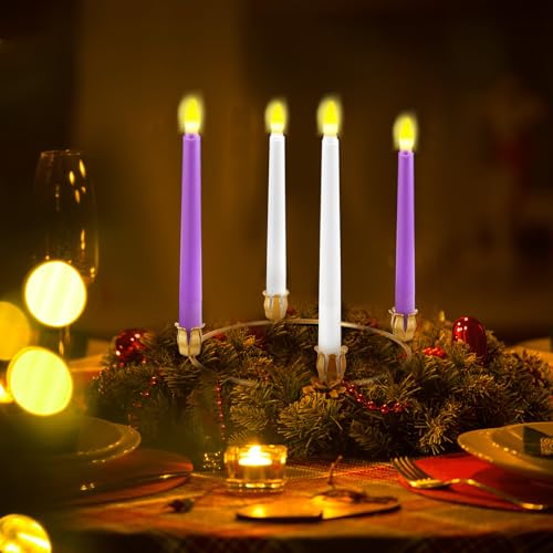 Thyle 30 Pcs Christmas Gold Metal Advent Wreath Rings Candle Holders - Variation 30