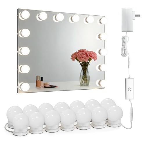 Vaneway 14 Bulb Vanity Mirror Lights Kit with Touch Dimmer & Cool White 6000K - One Color Tone