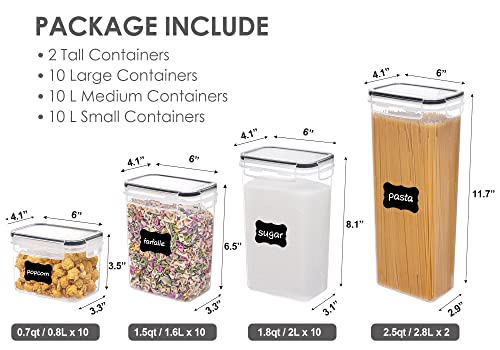 Vtopmart 0.7 Quart Airtight Food Storage Container Set - BPA Free Plastic Canisters with Lids & Labels