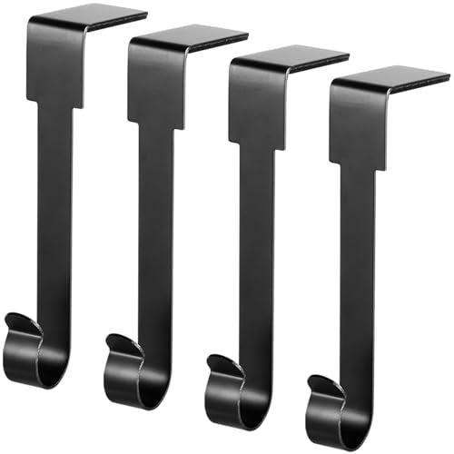ARCHCRTC 4 Pcs Christmas Stocking Holders Mantel Hook Hangers Fireplace Hooks Hanger Christmas Stocking Hook Fireplace Hanger Grip for Christmas Party Decorations (Black, 4)