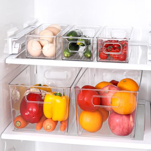 Clear Plastic Storage Bins 8 Pack - Large & Small Pantry & Fridge Organizer Set with Stackable Design