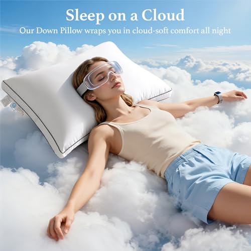 Luxury Hungarian Goose Down Pillow 2 Pack - Supportive & Soft for Sleepers