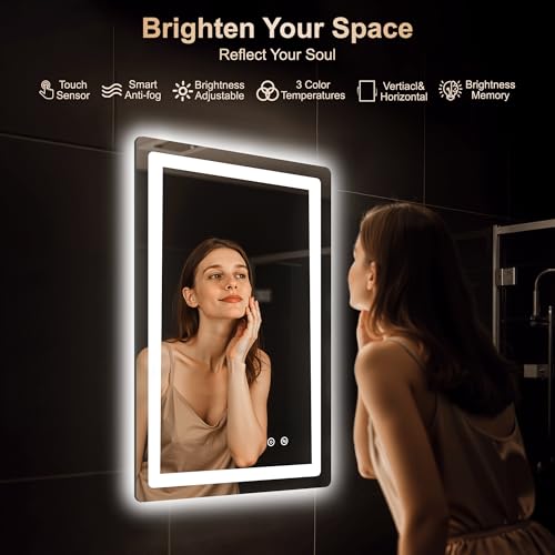 Delma 30x20 LED Bathroom Vanity Mirror with Lights, Anti-Fog, 3 Light Modes