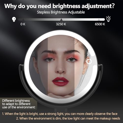 20X Magnifying Lighted Makeup Mirror with Touch Switch & 3 Color LED