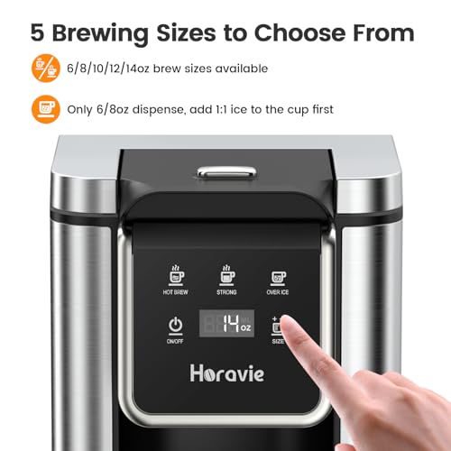Black 11.2 Inch Single Serve Coffee Maker for K-Cup & Grounds - Strong, Hot & Iced Brew, 6-14oz, 50oz Removable Tank