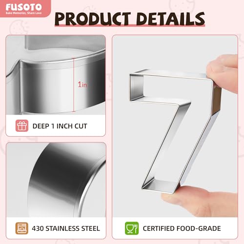 FUSOTO 9PCS Number Cookie Cutters Set 3 Inch, Includes 0-8 with Reverses to 9
