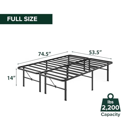 Zinus Full Size Black Metal Bed Frame with Under-Bed Storage, No Box Spring Needed, Easy Assembly