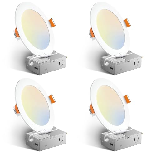 Amico 6 Inch White Ultra-Thin LED Recessed Ceiling Light - 5CCT Dimmable, Damp Rated, IC Insulation Compatible