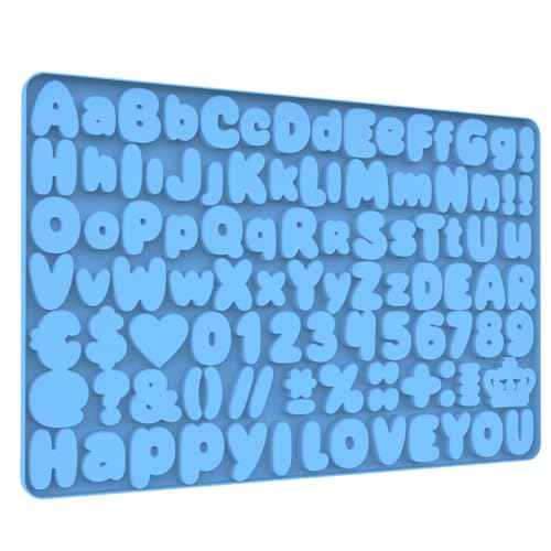 Letter Chocolate Silicone Molds, Number Candy Molds for Cake Decorations, Gummy Bear Mold Silicone with Scraper (letter number molds 002)