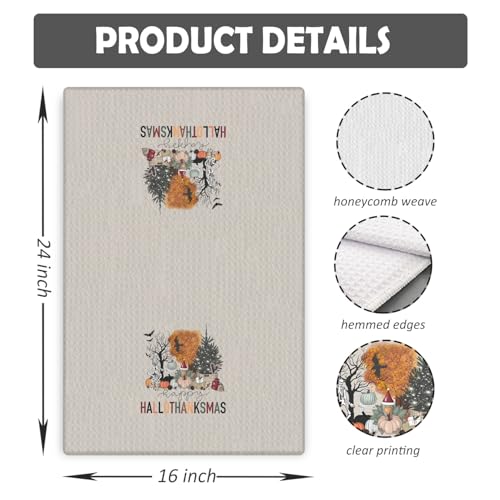 COWEB Halloween Towels B - Fall Spooky Skeleton Pumpkin Christmas Kitchen Hand Towels 16x24