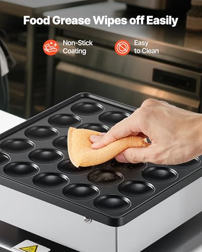 VEVOR 25PCS Mini Pancake Maker with Temp & Time Control, Non-Stick Stainless Steel Dutch Muffin Waffle Baker