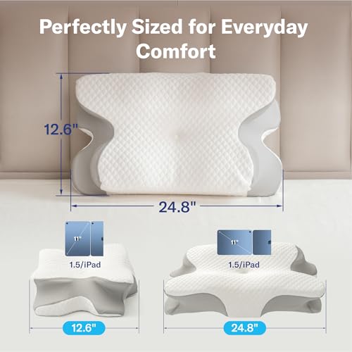 White Cervical Pillow for Neck Pain Relief & Better Sleep - Ergonomic Memory Foam