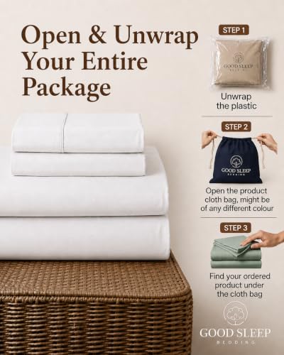 Good Sleep Bedding Full Size Egyptian Cotton Sheets Set - White, 4 Piece, Model 01