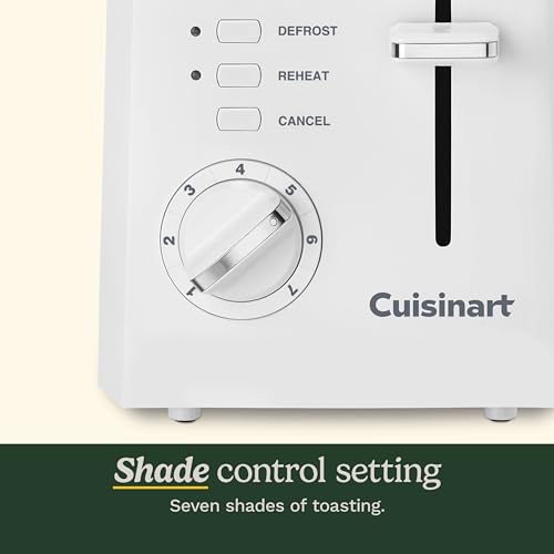 Cuisinart White 2-Slice Compact Toaster with Bagel Slots & 7 Shade Settings