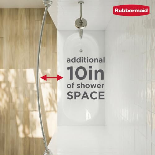 Nickel Curved Shower Curtain Rod - Adjustable Stainless Steel Tension or Wall Mount, No Rust