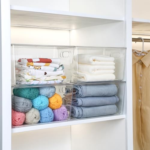 XL Stackable Clear Storage Bins with Lids - 16 Pack, 13" x 7.4" x 7"