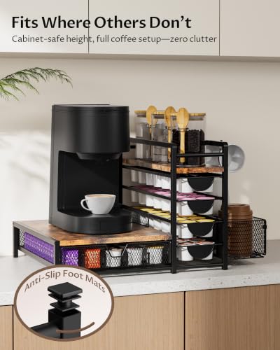 VA1KENE Coffee Station Organizer with 90 K-Cup Capacity - Multi-Tier Coffee Bar Storage