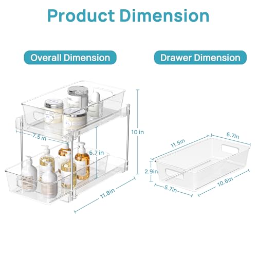 Vtopmart 4 Pack Pull Out Under Sink Bathroom Organizer - Transparent, S-Standard